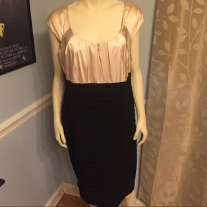 Champagne and black cocktail dress